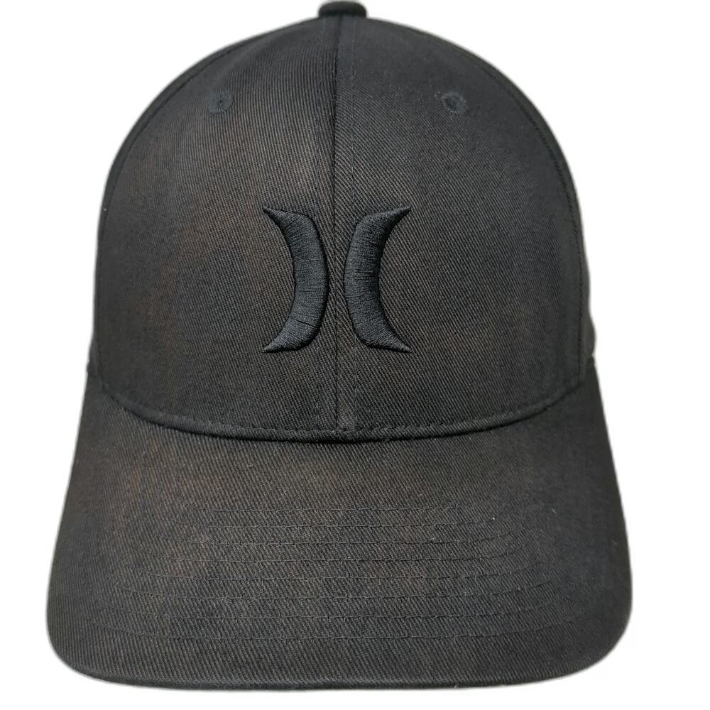 Hurley Baseball Cap Black M Flexfit Tonal Logo Curved Brim Stretch Fit Hat